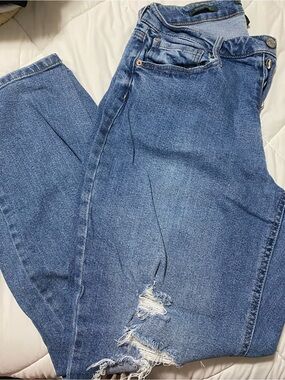 wild fable Blue Distressed Straight-Leg Jeans